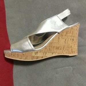 Silver wedge sandals